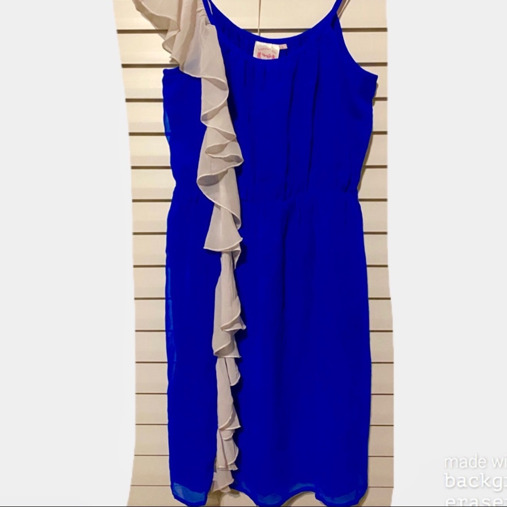 Varsity Fashion Spy Royal Ruffle Game Day Dress - Picture 1 of 5